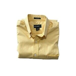 Eddie‎ Bauer Men's Short Sleeve Wrinkle Resistant,Shirt. Tall L, Bright Yellow